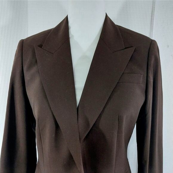 MICHAEL BY MICHAEL KORS! ESPRESSO BROWN WOOL BLEND TAILORED JACKET, BLAZER! SZ 6 - Picture 3 of 10